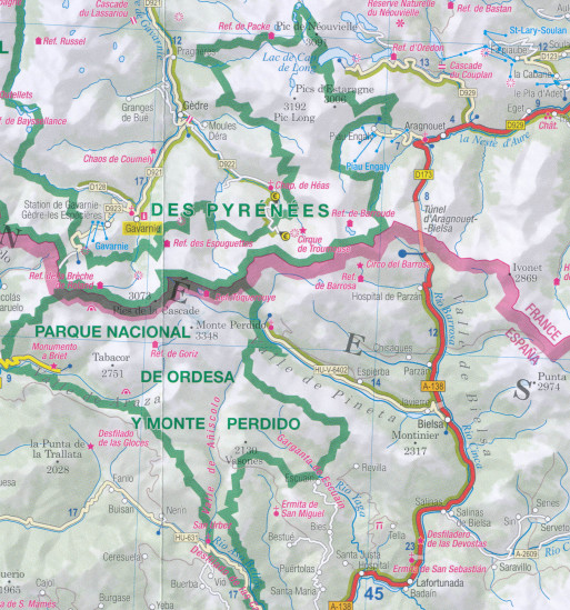detail Pyreneje 1:300t mapa ExpressMap