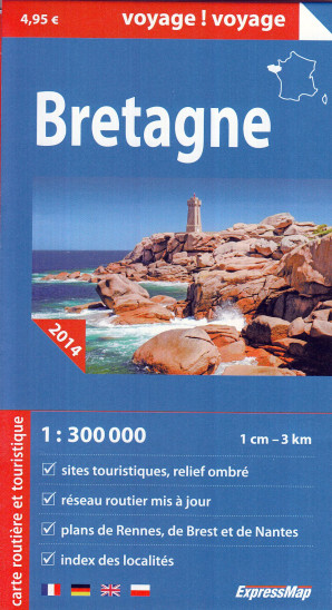 detail Bretaň (Bretagne) 1:300t mapa ExpressMap