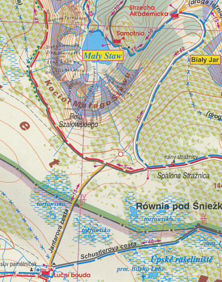 detail Krkonoše (Karkonosze, Krkonose) 1:25 000 turistická mapa PLAN