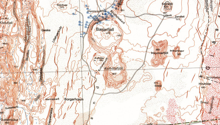 detail Husavik, Myvatn (Island) 1:100t mapa FERDAKORT