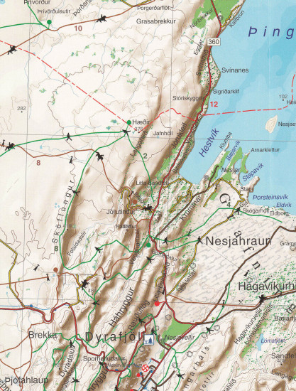 detail Jihozápadní Island - Sudvesturland 1:75t mapa FERDAKORT