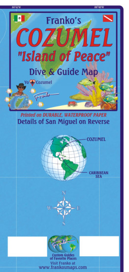 detail Cozumel 1:95t guide & dive mapa + St. Miguel FRANKO´S