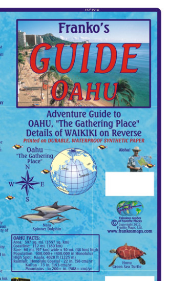 detail Oahu 1:176t Guide mapa + Waikiki plan FRANKO´s