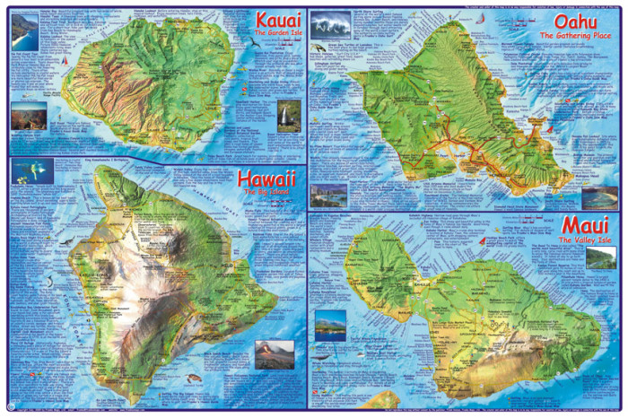 detail Hawaiian Islands 1:1,176m Guide mapa FRANKO´s