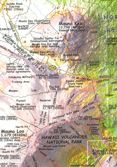 detail Hawaiian Islands 1:1,176m Guide mapa FRANKO´s