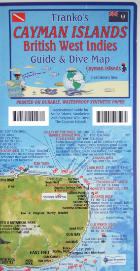 detail Kajmanské ostrovy (Cayman Islands) 1:28t/ 1:90t guide & dive mapa FRANKO´S