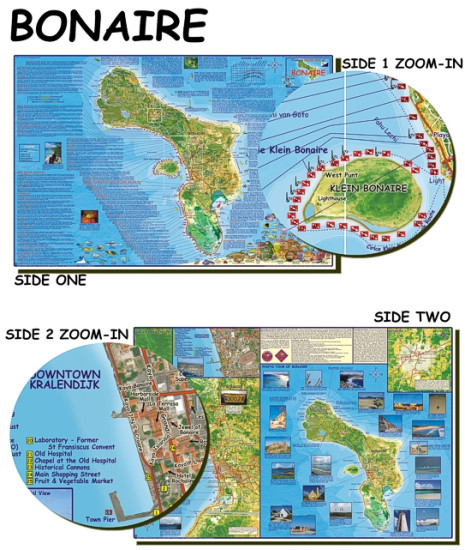 detail Bonaire 1:85t guide & dive mapa FRANKO´S