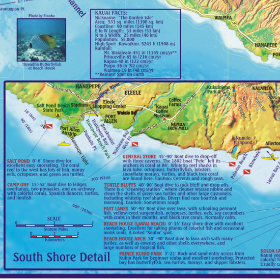 detail Kauai 1:160t Dive mapa FRANKO´S