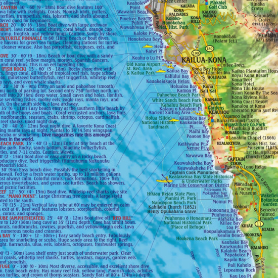 detail Hawaii Big Island 1:420t Dive mapa FRANKO´S