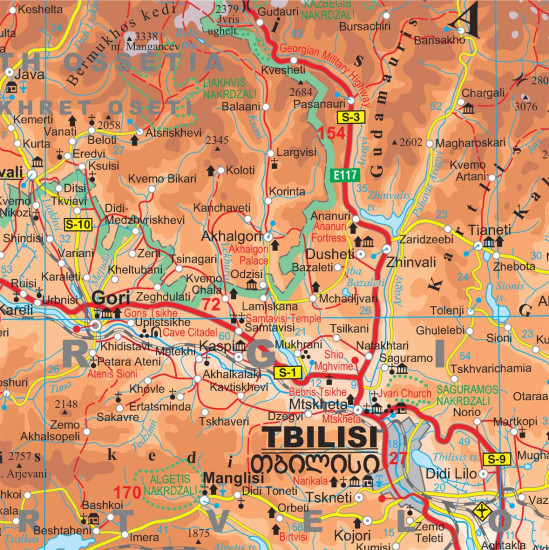 detail Kavkaz (Caucasus) 1:1m mapa GIZI