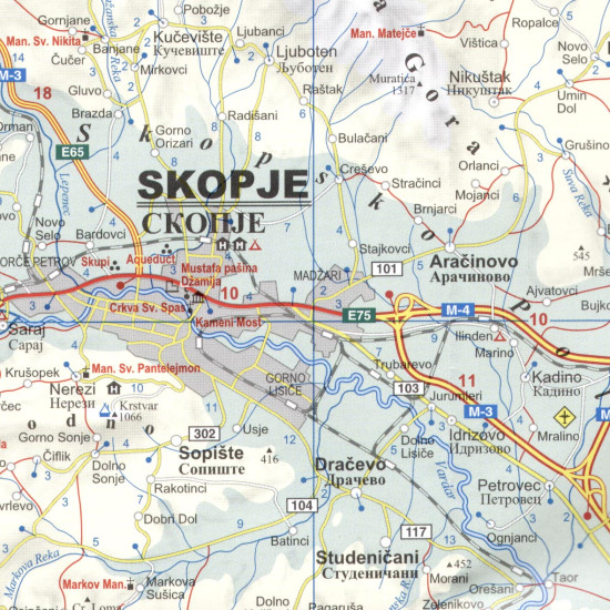 detail Makedonie (Macedonia) 1:260t mapa GIZI
