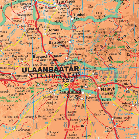 detail Mongolsko (Mongolia) 1:2m mapa GIZI