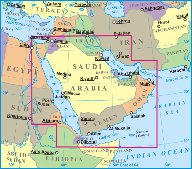 detail Saúdská Arábie (Saudi Arabia) 1:3m mapa GIZI