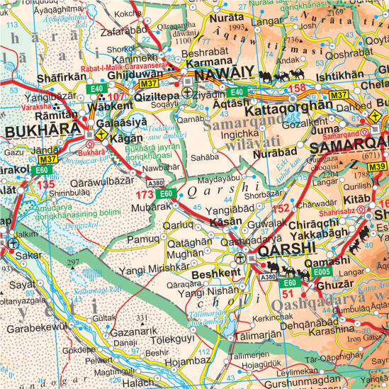 detail Hedvábná Stezka (Silk Road Countries) 1:3m mapa GIZI