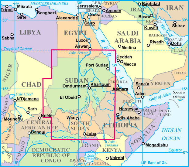detail Sudan & South Sudan 1:2,5m mapa GIZI