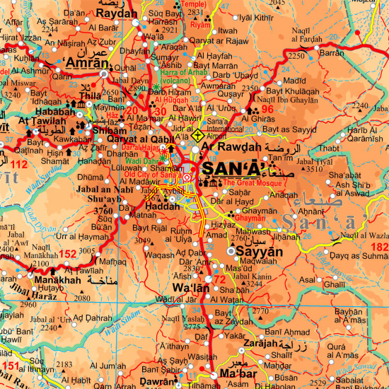 detail Jemen (Yemen) nástěnná mapa 125x88 GIZI