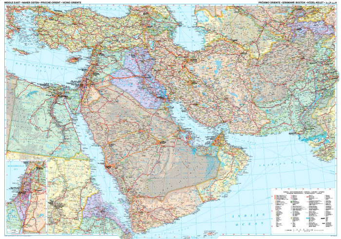 detail Střední Východ nástěnná mapa 125x88 cm GIZI