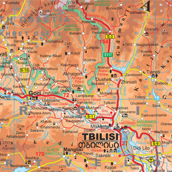 detail Kavkaz (Caucasus) nást. mapa 117x83 cm GIZI