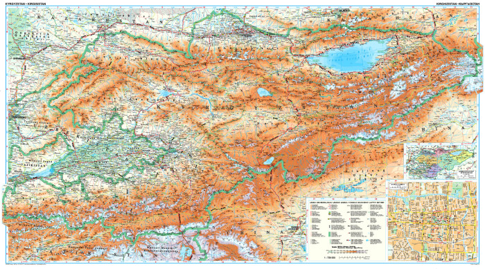detail Kyrgyzstan 1:750t mapa / Bishkek 1:30t plán města GIZI