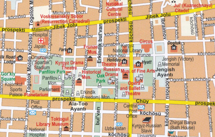 detail Kyrgyzstan 1:750t mapa / Bishkek 1:30t plán města GIZI