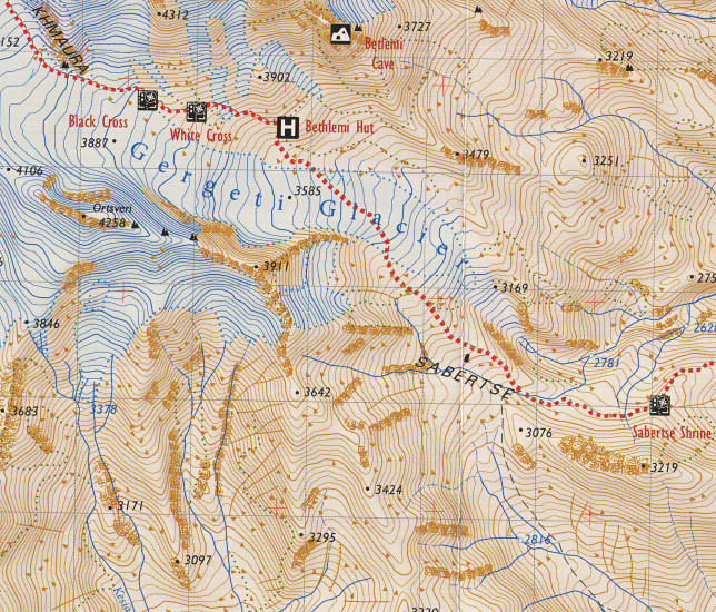 detail #4 Gruzie (Georgia; Khevi, Mt. Kazbegi, Gudauri) 1:50t mapa GEOLAND