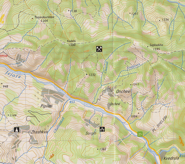 detail #7 Gruzie (Georgia; Oni, Resort utsera, Resort ghebi) 1:50t mapa GEOLAND