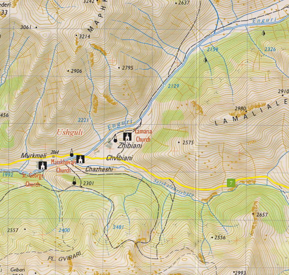 detail #8 Gruzie (Georgia; Ushguli, Lashkheti, Mt. Shkhara) 1:50t mapa GEOLAND