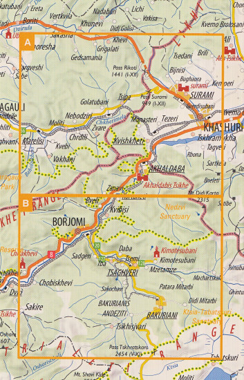 detail #12 Gruzie (Georgia; Borjomi Gorge, Bakuriani) 1:50t mapa GEOLAND