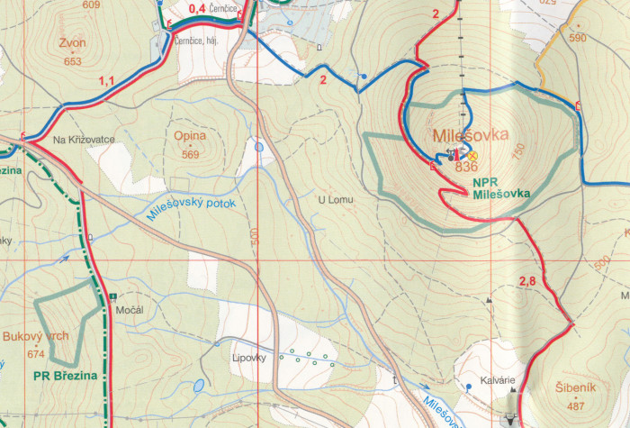 detail České Středohoří západ 1:25t, mapa GOL