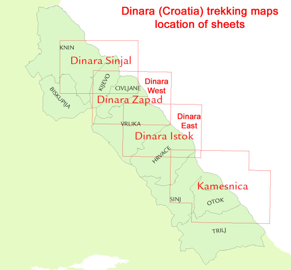 detail Dinara (Sinjal) 1:25.000 turistická mapa HGSS