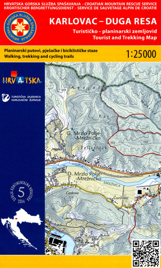 detail Karlovac - Duga Resa 1:25.000 turistická mapa HGSS