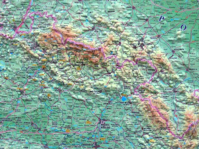 detail Česká Republika 1:500t reliéfní mapa HP