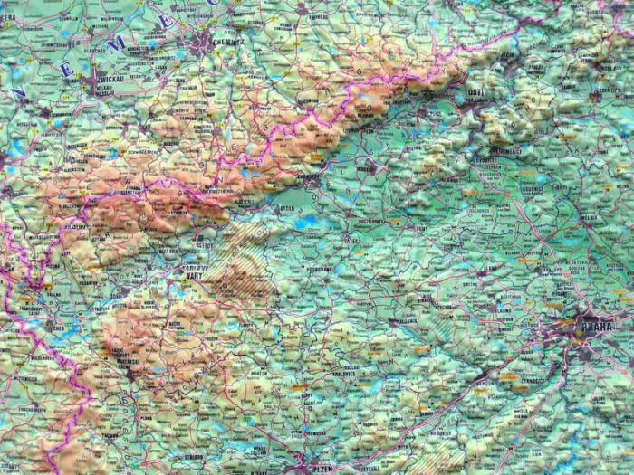 detail Česká Republika 1:500t reliéfní mapa HP