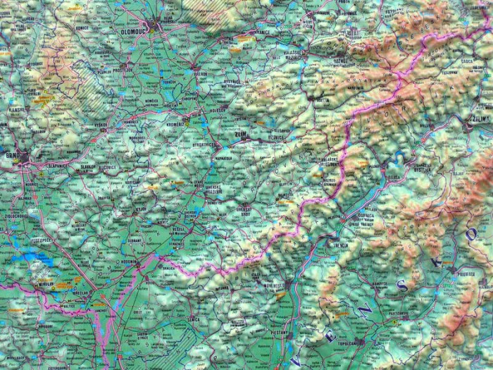 detail Česká Republika 1:500t reliéfní mapa HP