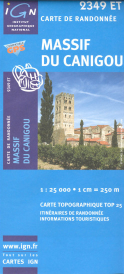 detail IGN 2349 ET Massif du Canigou 1:25t mapa IGN