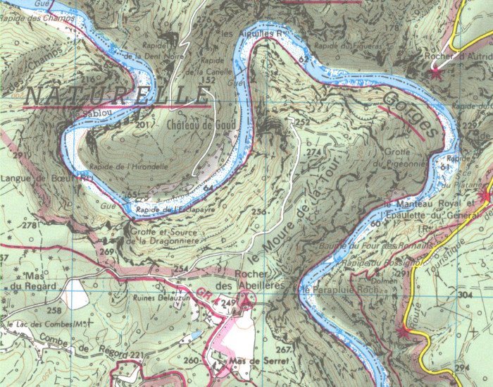 detail IGN 2939 OT Gorges de L´ardeche 1:25t mapa IGN