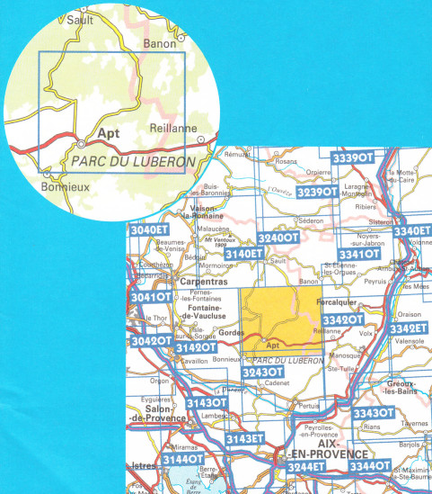 detail IGN 3242 OT Apt-Parc Du Luberon 1:25t mapa IGN