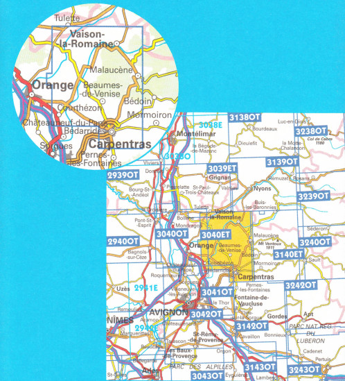 detail IGN 3040 ET Carpentras 1:25t mapa IGN