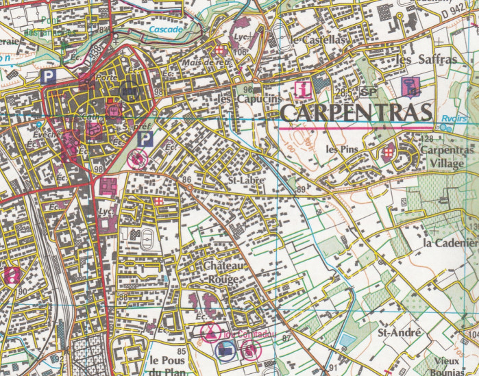 detail IGN 3040 ET Carpentras 1:25t mapa IGN