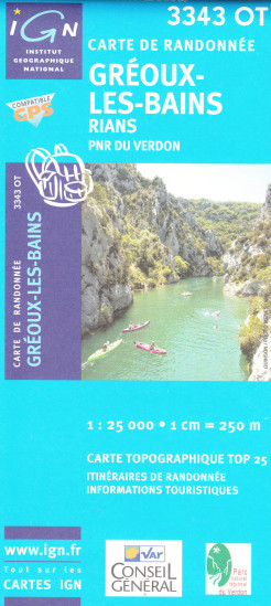 detail IGN 3343 OT Greoux Les Bains - Rainds 1:25t mapa IGN