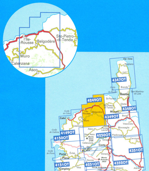 detail IGN 4249 OT L´Ile Rousse / PNR de Corse 1:25t mapa IGN