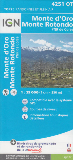 detail IGN 4251 OT Monte d´Oro / Monte Rotondo / PNR de Corse 1:25t mapa IGN