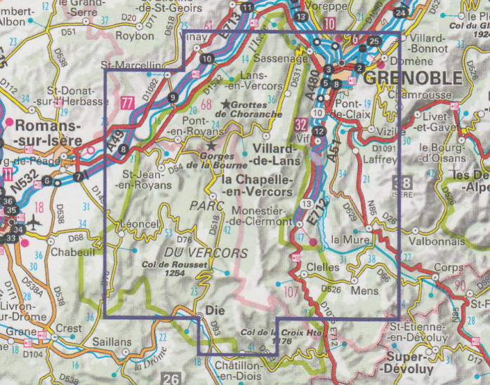 detail Massif du Vercors 1:75t mapa IGN