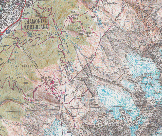 detail Beaufortin Massif du Mont Blanc 1:75t mapa IGN