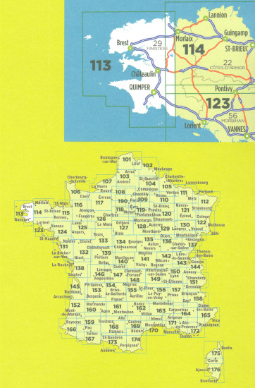detail IGN 113 Brest / Quimper 1:100t mapa IGN