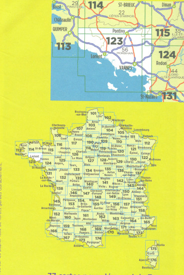 detail IGN 123 Vannes / Lorient 1:100t mapa IGN