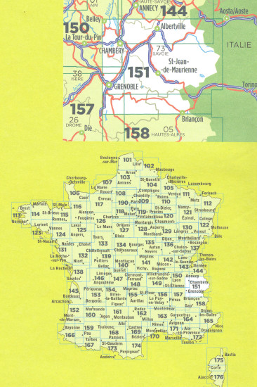 detail IGN 151 Grenoble / Chambéry 1:100t mapa IGN
