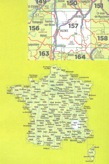 detail IGN 157 Grenoble / Montélimar 1:100t mapa IGN