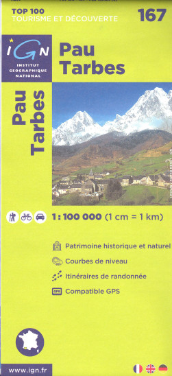 detail IGN 167 Pau / Tarbes 1:100t mapa IGN