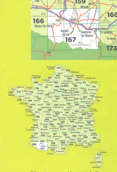 detail IGN 167 Pau / Tarbes 1:100t mapa IGN